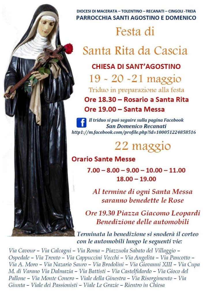 calendario festa Santa Rita