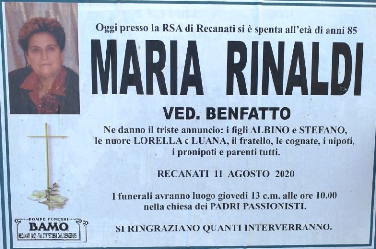 E' morta Maria Rinaldi ved. Benfatto - Radio Erre